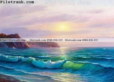 Download file gốc tranh son dau phong canh bien 117 (in lụa) hoa lá