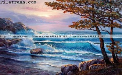 Ảnh gốc tranh son dau phong canh bien 124 (độ nét cao) in mica