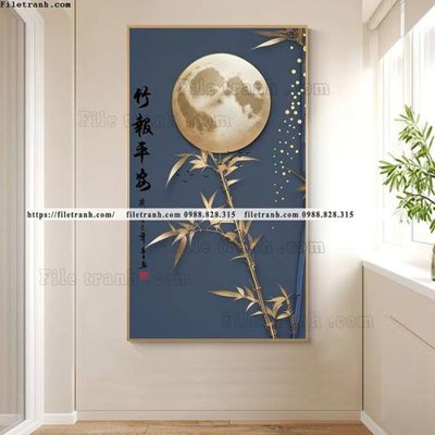 File in trần tranh truc mat troi toi gian 509 (bản gốc 3D) sống động