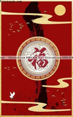 File tranh tranh trung quoc mau do 640 (bản gốc) in lụa 3D