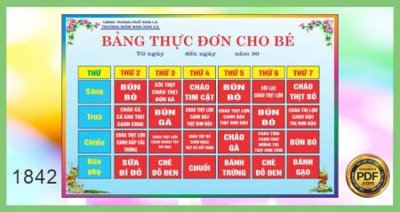 Ảnh gốc BANG THUC DON CHO BE 2 (độ nét cao) in mica