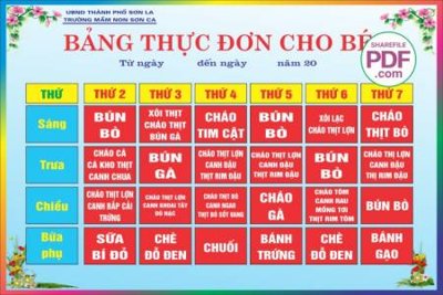 Mua file gốc bang thuc don cho be (chất lượng) tại Filetranh.com