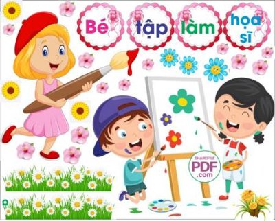 File tranh in trần be tap lam hoa si (1) (ảnh gốc siêu nét)