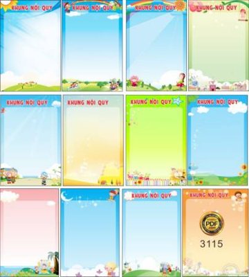 File in lụa khung bang noi quy truong mam non (hoa văn) khung bang noi quy truong mam non