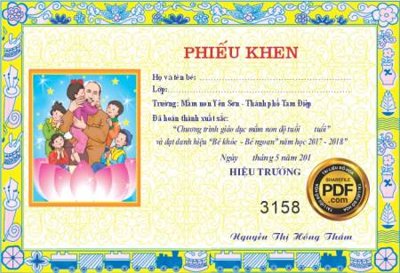File ảnh phieu khen truong mam non yen son - tam hiep (gốc) in decal dán tường