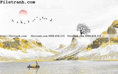 File ảnh tranh truu tuong nui vang 134 (gốc) in decal dán tường