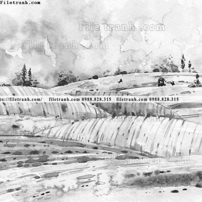 Ảnh gốc tranh ve mau nuoc 1526 (nét căng) in mica