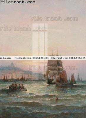 File ảnh tranh ve son dau thuan buom xuoi gio 2233 (gốc) in PP, decal