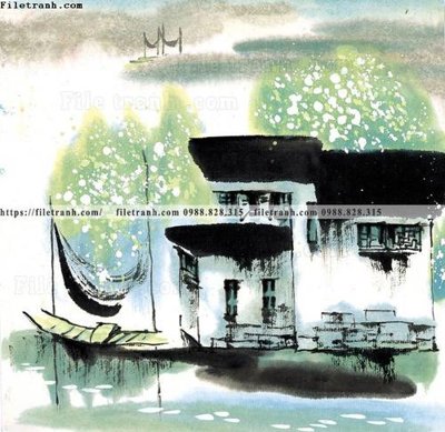 Tải file tranh ve thi tran giang nam 732 (PSD) cho in tranh kính