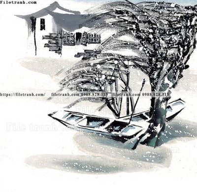 File gốc tranh ve thi tran giang nam 750 (in lụa) cao cấp