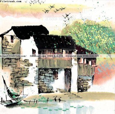 Ảnh gốc tranh ve thi tran giang nam 774 (độ nét cao) in tráng gương