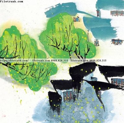 Ảnh gốc tranh ve thi tran giang nam 796 (nét căng) in mica