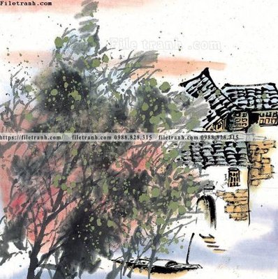 Ảnh gốc tranh ve thi tran giang nam 798 (độ nét cao) in mica