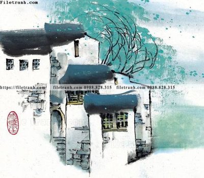 File tranh in trần tranh ve thi tran giang nam 809 (ảnh gốc siêu nét)