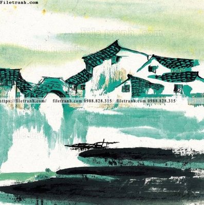 File tranh tranh ve thi tran giang nam 848 (gốc) in vải canvas