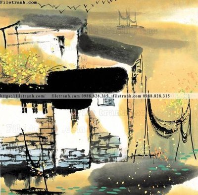 File tranh gốc PSD tranh ve thi tran giang nam 875 còn nguyên layer