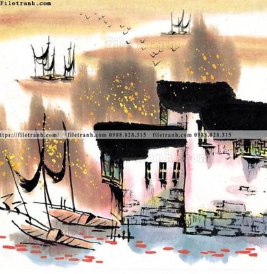 Hình ảnh file gốc tranh ve thi tran giang nam 877 (chất lượng cao)
