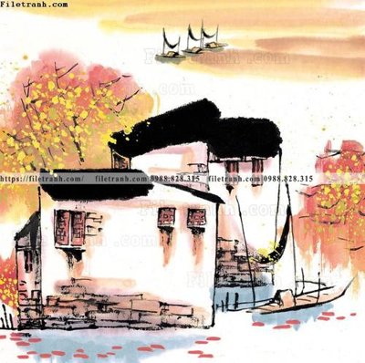 File tranh tranh ve thi tran giang nam 879 (ảnh gốc) độc quyền