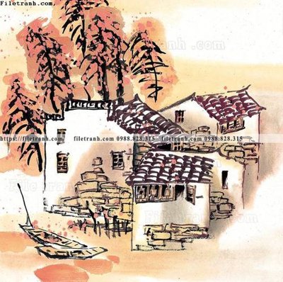 File tranh ảnh gốc tranh ve thi tran giang nam 888 dùng cho in khổ lớn