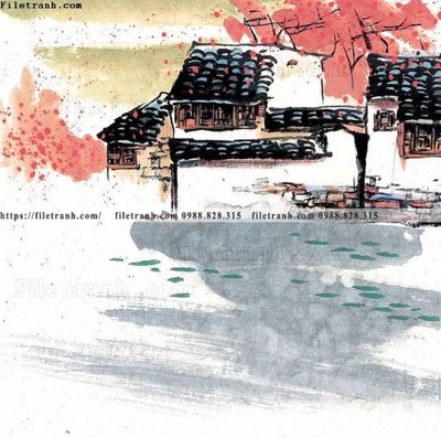 File tranh gốc PSD tranh ve thi tran giang nam 916 còn nguyên layer