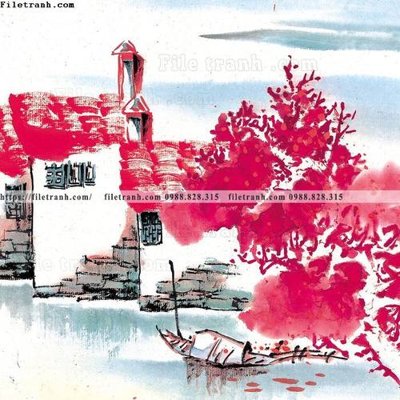 Download file gốc tranh ve thi tran giang nam 922 (in lụa) hoa lá