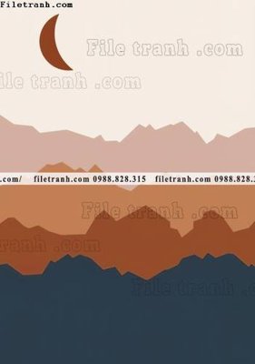 File tranh truu tuong cua Mat troi va Mat trang Morandi 609 (ảnh gốc) cho in ấn kỹ thuật số