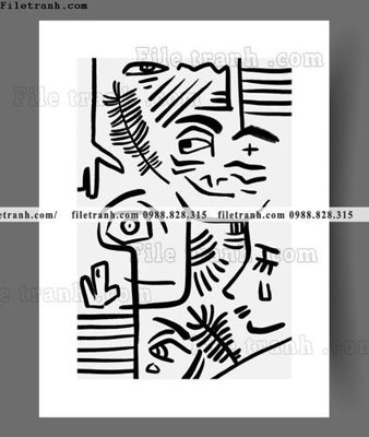 File gốc truu tuong toi gian hien dai dep 1553 (in lụa) tranh mã đáo