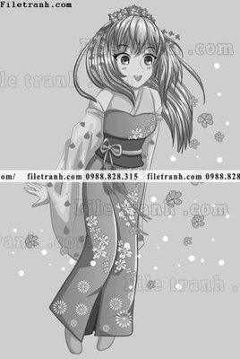 File tranh vector hinh anh co gai tranh doc 1506 (file gốc) chủ đề phong thủy