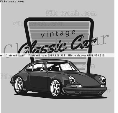 Tải file vector hinh anh o to xe hoi co dien 1548 (gốc) in tranh tráng gương
