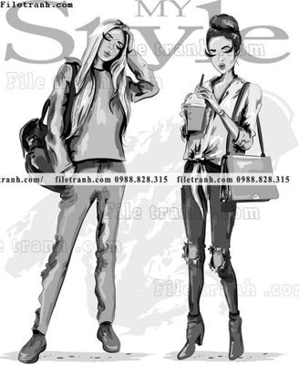 File tranh vector hinh anh style thoi trang nu 1515 (bản gốc) treo tường