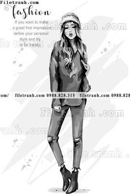 File tranh gốc PSD vector hinh anh style thoi trang nu 1556 còn nguyên layer