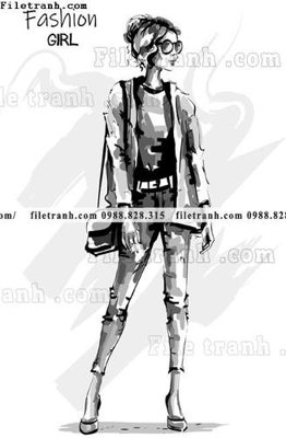 File tranh vector hinh anh thoi trang nu 1590 (file gốc) chuẩn màu in