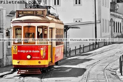 File gốc xe dien co dien duong pho 111 (in lụa) trang trí tường